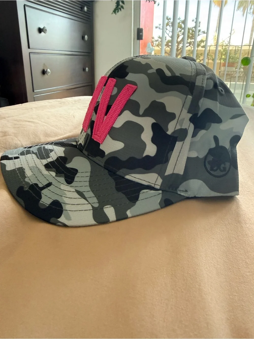 G/FORE Gray Camo Cap with Pink RIV Embroidery